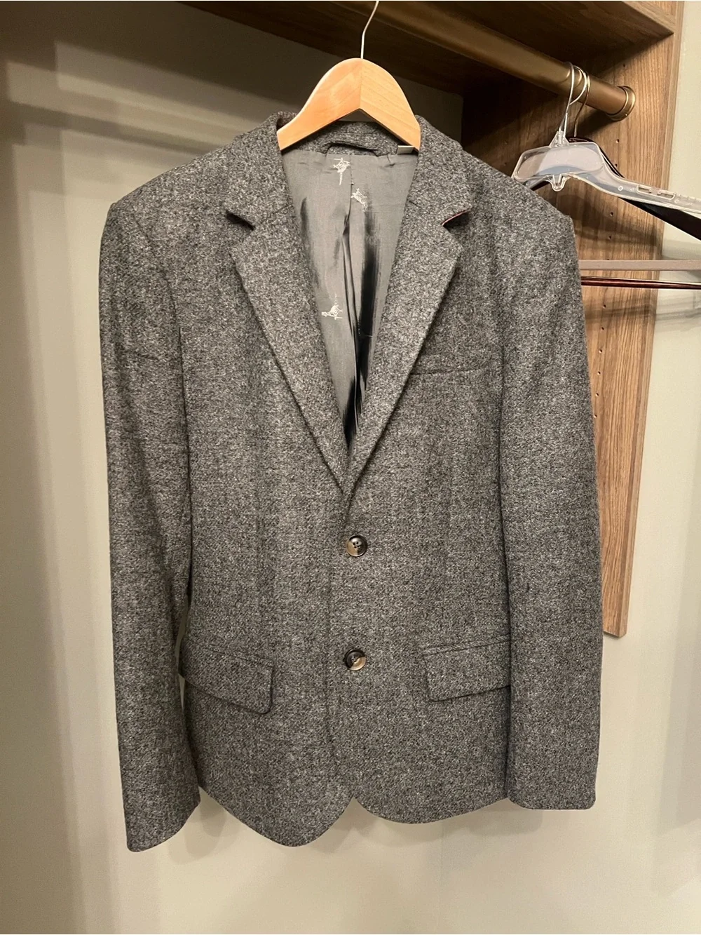Jack Wills Gray Tweed‎ Notch Lapel Blazer